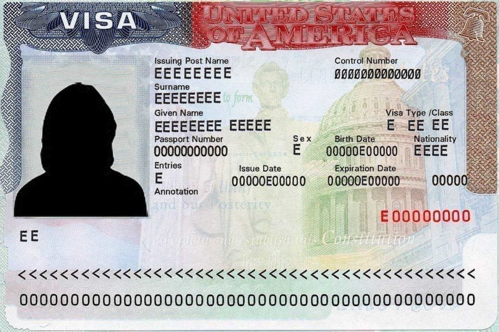 specimen US visa